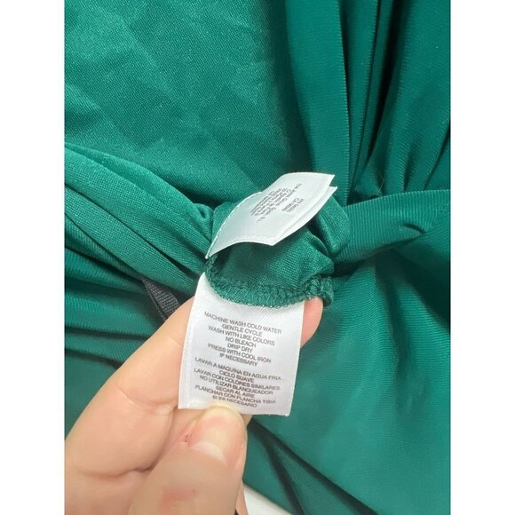 Kasper Emerald Green Dress with Lining Mock Wrap Style Wrap inspired Dress Sz 16 - Picture 9 of 9